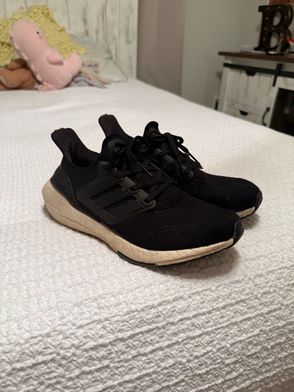 adidas Black Athletic Running Shoes with Cream Midsole